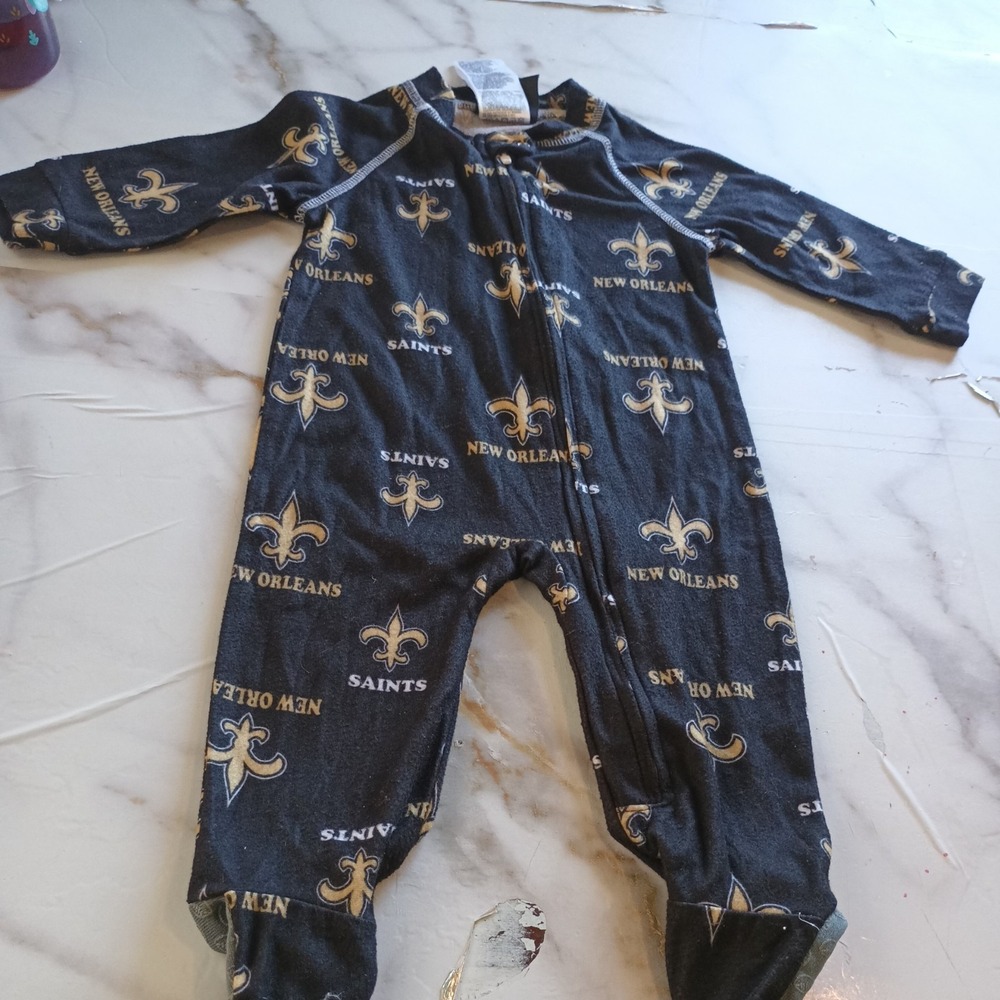 NFL TEAM APPAREAL Sleepwear Baby  Zip Up Pajamas‎ SAINTS NEW ORLEANS Black 0-3m